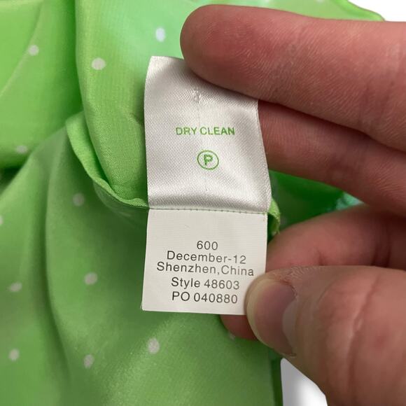Lilly Pulitzer Silk Polka Dot Halter Top Green Ruffle Hem Medium M - Picture 7 of 8